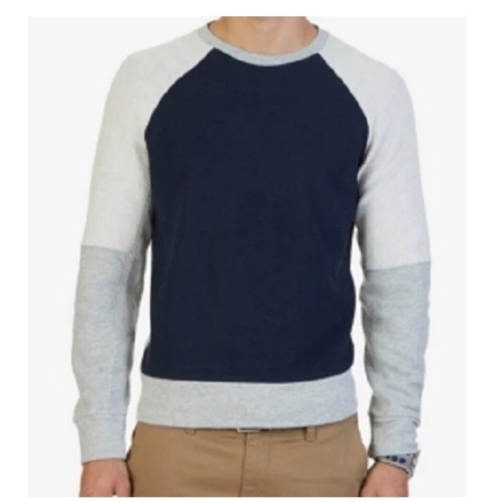 Nautica Men's Slim-Fit Colorblocked Crew Neck Sweatshirt, Gray Blue, Large